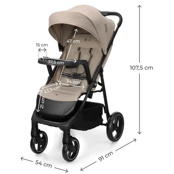Фото - Коляска прогулочная Kinderkraft Trig 3 Tray Beige (KSTRIG03BEG000T)